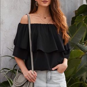 Black Frill Off-shoulder